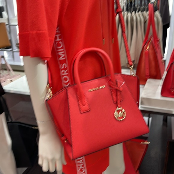 Michael Kors Avril Small Signature PVC Top Zip Satchel Crossbody Bag - Picture 12 of 16